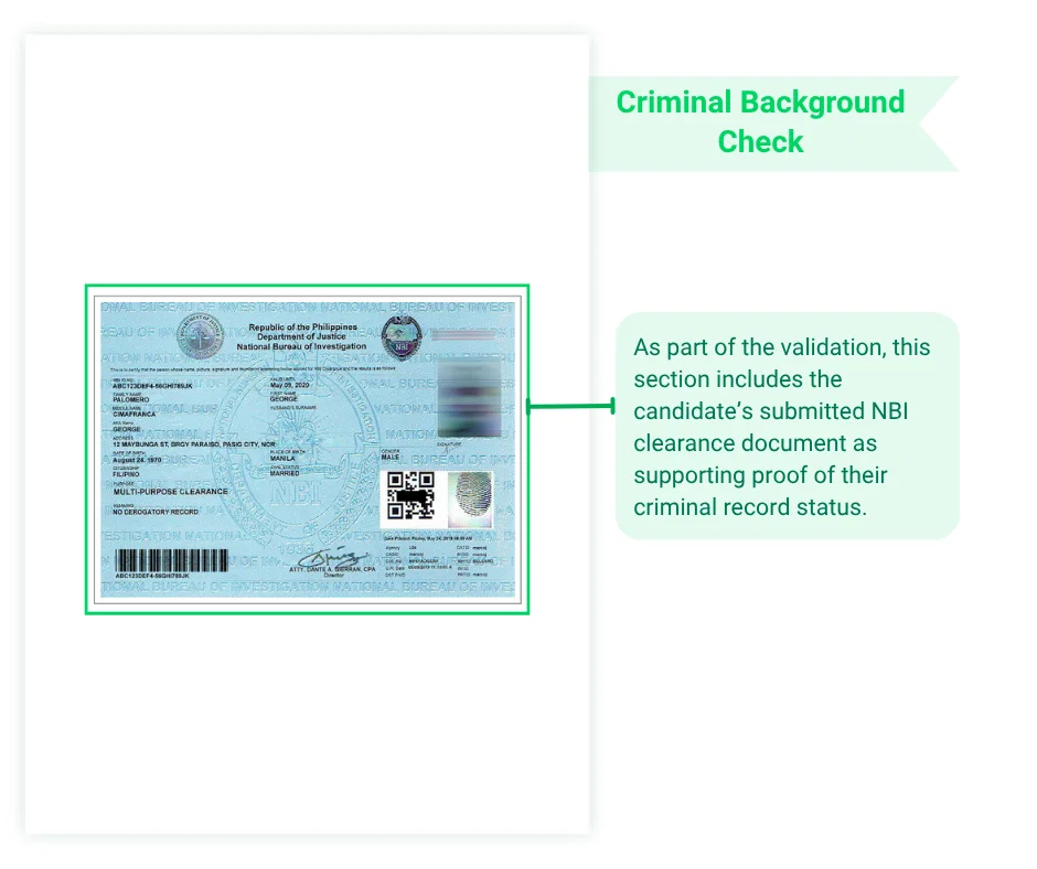 NBI / Police Clearance Check sample report