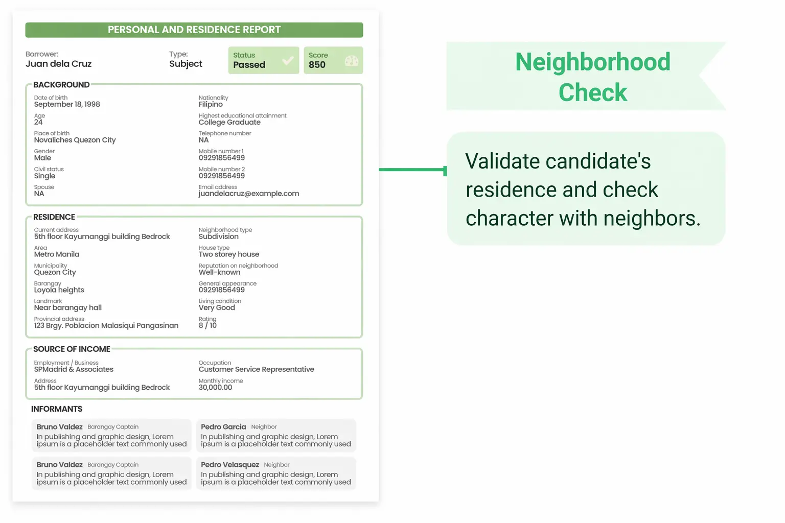 Neighborhood Check sample report